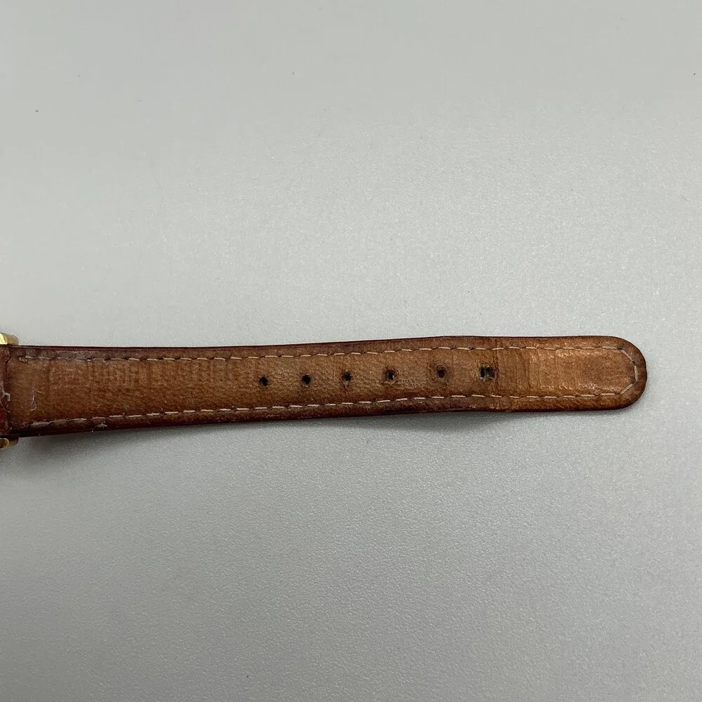 Vintage Fossil PC-9211 Womens Watch 27mm MOP Rivoli Brown Leather New Battery